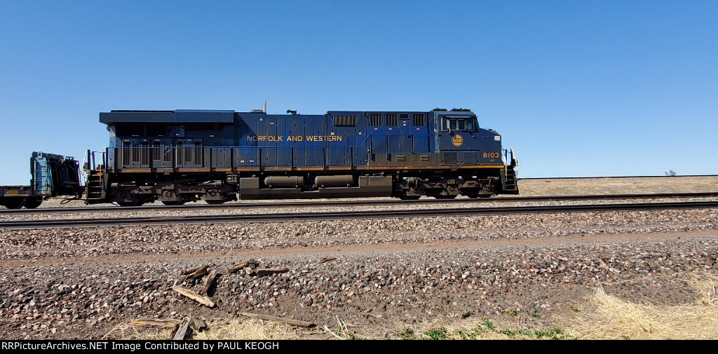 The Norfolk and Western ES44AC Heritage Locomotive at BNSF Amarillo,  Texas as A Rear DPU.